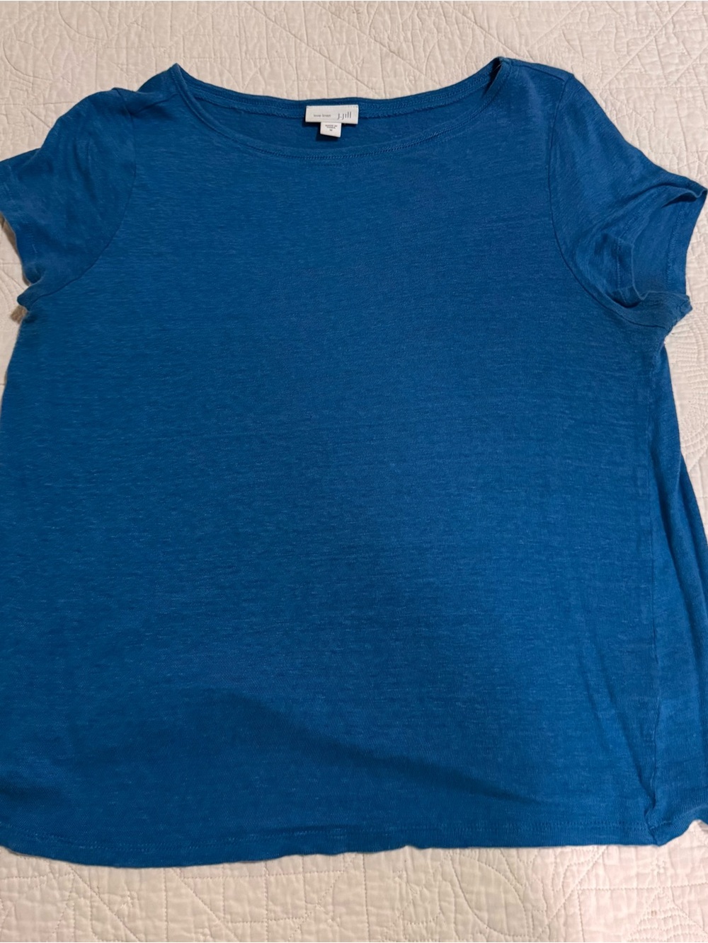 J. Jill Women's Short Sleeve Tee 100% Linen  in Blue